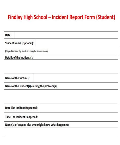 school incident report template word doc
